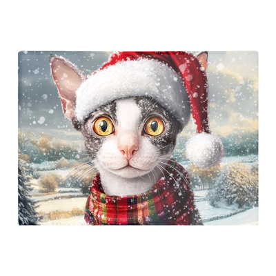 B&Q -  Christmas Cornish Rex Glass Chopping Board