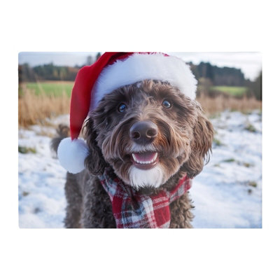 B&Q -  Christmas Labradoodle Glass Chopping Board