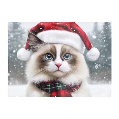 Warren Reed Designer Christmas Ragdoll Glass Chopping Board from B&Q