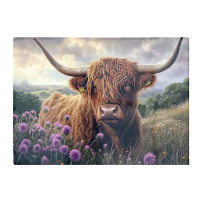 Warren Reed Designer Scottish Thistle And Highland Cow Chopping Board from B&Q