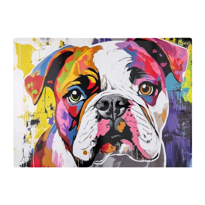 Warren Reed Designer Banksy Inspired Colourful Bulldog Chopping Board from B&Q