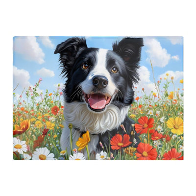 B&Q -  Border Collie Enjoying A Summer Meadow Chopping Board