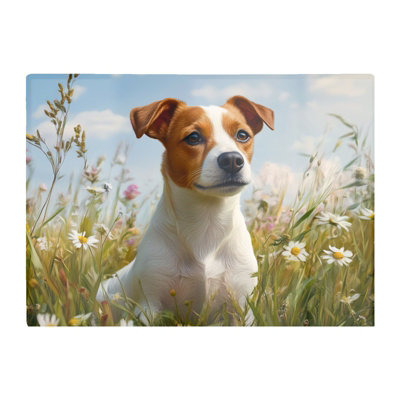 Warren Reed Designer Happy Jack Russell In A Summer Meadow Chopping Board from B&Q