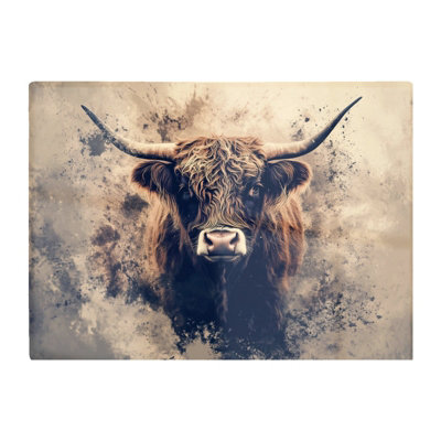 Warren Reed Designer Moody Splashart Highland Cow Chopping Board from B&Q