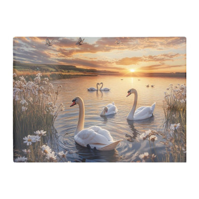 Warren Reed Designer Swans At Sunset In A Beautiful Lake Chopping Board from B&Q