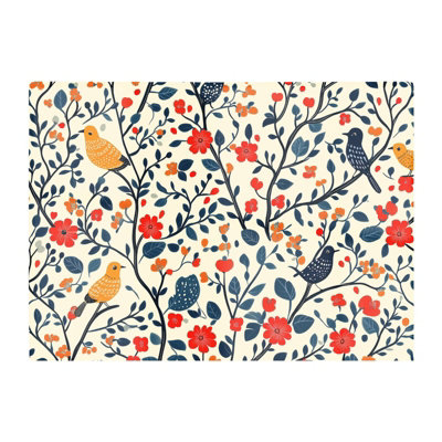 Warren Reed Designer Woodland Birds And Flowers In The Trees Chopping Board from B&Q