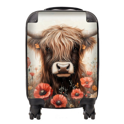 B&Q -  Highland Cow And Summer Flowers SuitcaseSmall