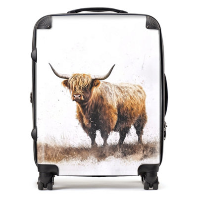 Warren Reed Designer Highland Cow Watercolour SuitcaseLarge from B&Q