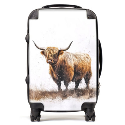 Warren Reed Designer Highland Cow Watercolour SuitcaseCabin from B&Q
