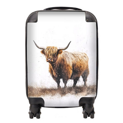 Warren Reed Designer Highland Cow Watercolour SuitcaseMini Cabin from B&Q
