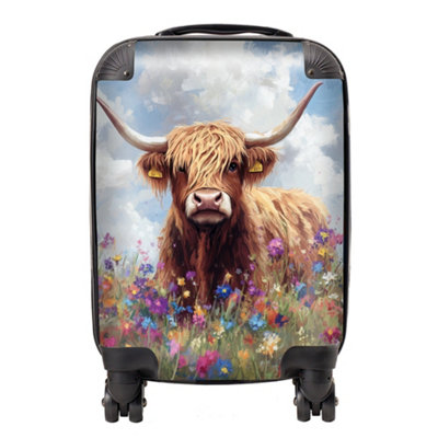 Warren Reed Designer Highland Cow In A Summer Meadow SuitcaseMini Cabin from B&Q
