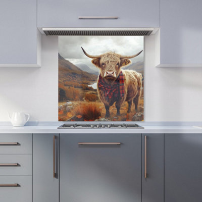 Warren Reed Designer Autumnal Highland Cow Kitchen Splashback from B&Q
