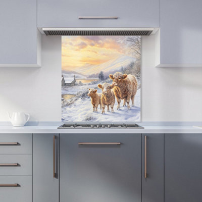 Warren Reed Designer Family Of Highland Cows Kitchen Splashback from B&Q