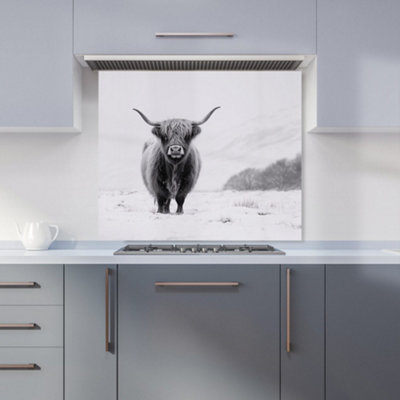 Warren Reed Designer Lone Highland Cow Kitchen Splashback from B&Q
