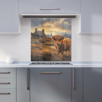 B&Q -  Highland Cow And A Cottage Kitchen Splashback