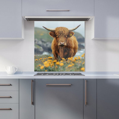 Warren Reed Designer Highland Cow By The Coast Kitchen Splashback