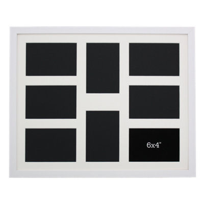 Photoframesandmore Multi Aperture Photo Frame.  Holds Eight 6X4" Sized Photos. 40X50Cm.  White Wooden Collage Photo Frame. from B&Q
