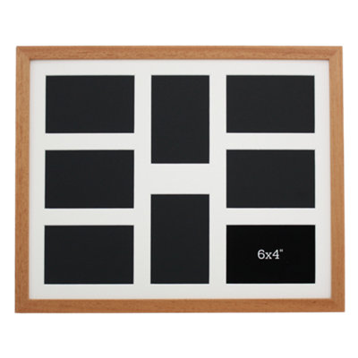 Photoframesandmore Multi Aperture Photo Frame.  Holds Eight 6X4" Sized Photos. 40X50Cm.  Oak Colour Wooden Collage Photo Frame. from B&Q