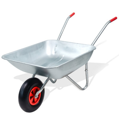Crystals 65L Galvanised Steel Wheelbarrow With Pneumatic Tyre 100Kg Load Capacity Wheel Barrow from B&Q