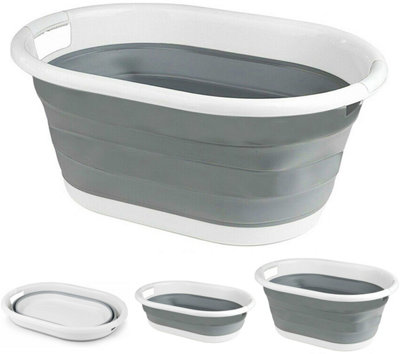 Crystals Pop Up Folding Collapsible Laundry Basket Space Saving Cloth Washing Bin from B&Q