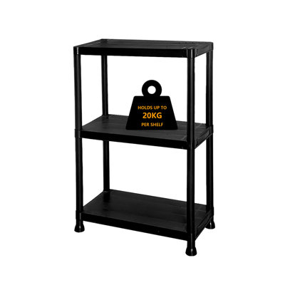 Crystals 3 Tier Plastic Storage Shelves Shelving Home Garage Organiser Shelf Rack from B&Q