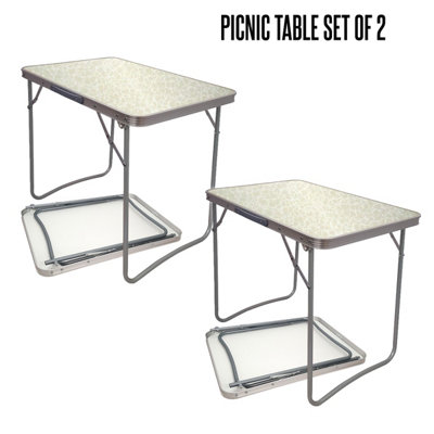 B&Q -  2X Portable Mdf Wooden Top Folding Dining Table Garden Outdoor Picnic Camping White