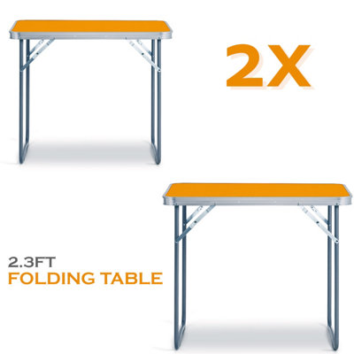 B&Q -  2X Portable Mdf Wooden Top Folding Dining Table Garden Outdoor Picnic Camping