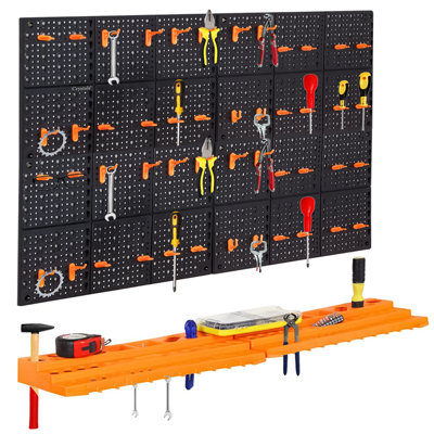 Crystals 78 Piece Pegboard Shelf Tool Organiser Garage Wall Mount Tool Rack 3-Tier Shelf from B&Q