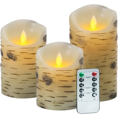 B&Q -  Set Of 3 Led Flameless Pillar Candles Flickering Battery Operated With Remote