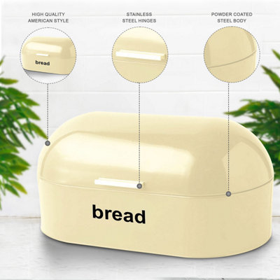 B&Q -  American Bread Bin Curved & Rectangle Kitchen Loaf Storage In Cream
