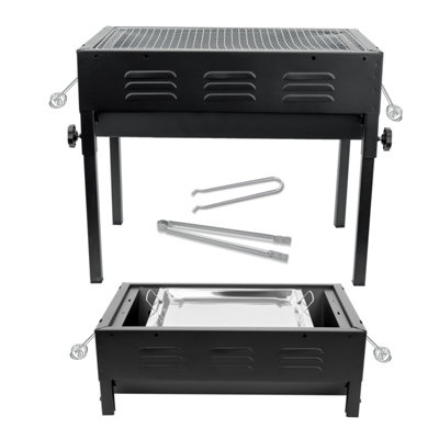 B&Q -  Large Portable Charcoal Bbq Grill Steel Barbecue Stove With Hot Plate For Garden & Picnic