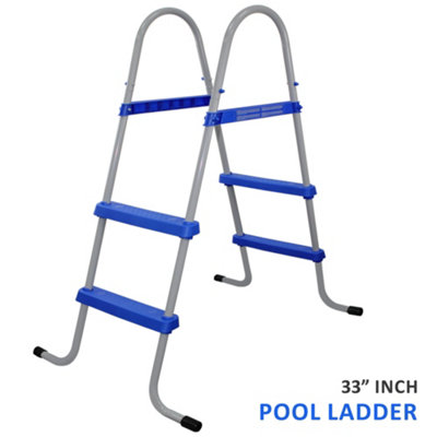CRYSTALS 33 Inch Double-Sided Pool Step Ladder Metal Frame For Above-Ground Swimming Pools
