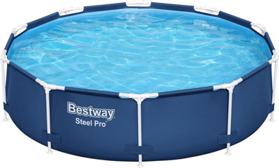 Crystals 10Ft Bestway Steel Pro Frame Pool Set Round Above-Ground Swimming Pool