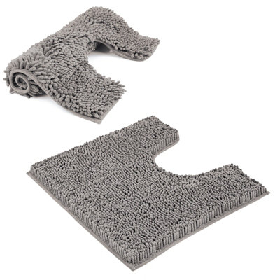B&Q -  Non Slip Bath Mat Water Absorbent Shower Mats Machine Washable Bathroom RugGrey