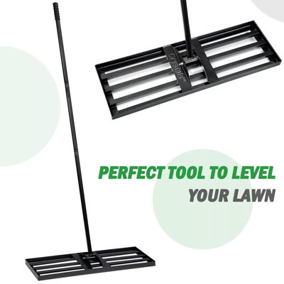 Crystals Lawn Leveling Rake 30"x10" Level Lawn Tool With 75" Steel Extended Handle -Black from B&Q