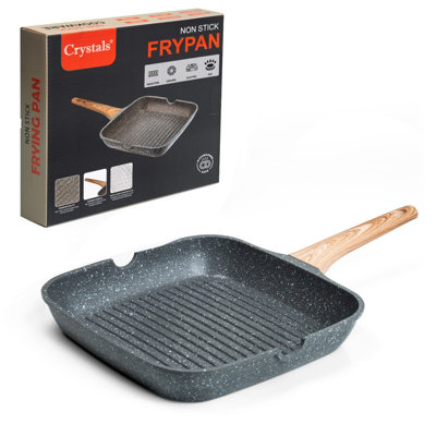 Crystals Grill Pan Non Stick Griddle Frying Pot Pan Cooking Steak Breakfast Maker from B&Q