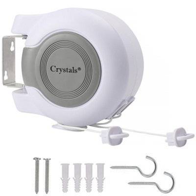 Crystals 30M Retractable Reel Clothes Lines Washing Line With Twin Cable WallMounted from B&Q
