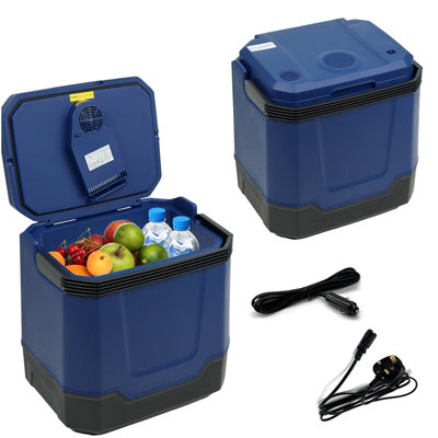 Crystals 33L Cooler Hot / Cold Portable Cool Box Car Home Electric 240V Ac / 12V DcDark Blue from B&Q