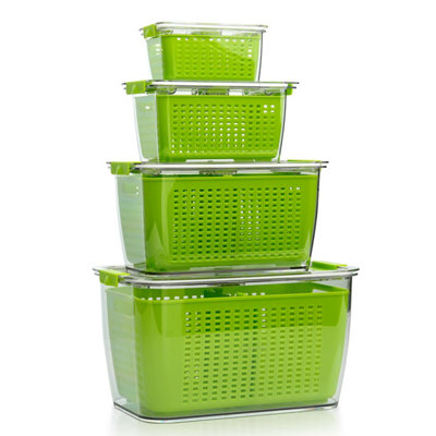 Crystals Fridge Organiser Multipurpose Refrigerator Storage Box Fruit Vegetable OrganiserGreen from B&Q