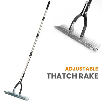 Crystals Thatch Rake Stainless Steel Curved Tip Teeth Lawn Rake For Leaves Garden from B&Q