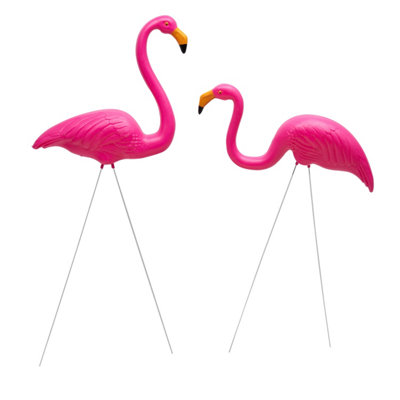 Crystals Garden Flamingo Pair Ornaments With Ground Spikes Decor Durable Pe Weatherproof from B&Q