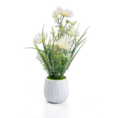 Crystals 50Cm Modern Faux Artificial Spider Chrysanthemum  Plants In Pot Silk Flowers