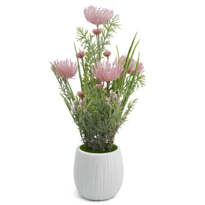 Crystals 50Cm Modern Faux Artificial Spider Chrysanthemum Plants In Pot Silk Flowers