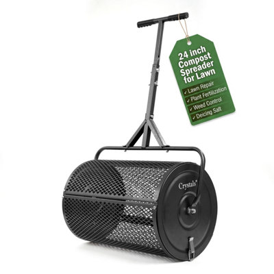 Crystals 24" Steel Compost Spreader Roller Overseeding Peat Grass Seed Manure Topsoil 70L from B&Q