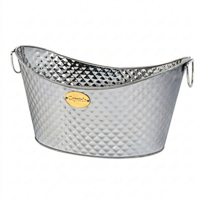Crystals 26L Galvanised Steel Drinks Cooler Oval Party Bucket Tub from B&Q