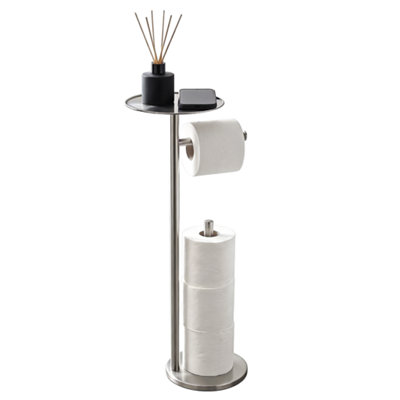 Crystals Freestanding Toilet Roll Holder Silver Stand With Storage Shelf from B&Q
