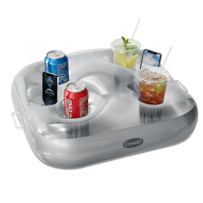 B&Q -  Inflatable Floating Drink Holder Clear Pvc Pool Food Drink Tray