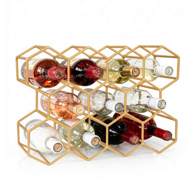 Crystals Wine Rack 11 Bottle Metal Wire Countertop Tabletop Storage Holder from B&Q