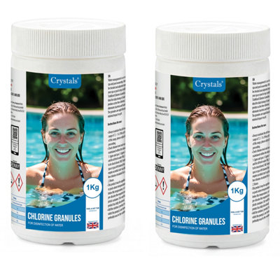 Crystals 2Kg Chlorine Granules Pool & Hot Tub Rapid Disinfecting Cleaner from B&Q