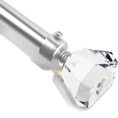 Bedlooms Metal Curatin Pole 28mmSapphire Crystal Finials With Extendable Strong & Durable Rod Chrome 160-300 Cm,63''-118'' from B&Q